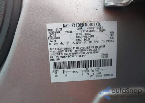 2009 Ford Edge Limited из США, поврежденный, VIN 2FMDK49C59BB06144